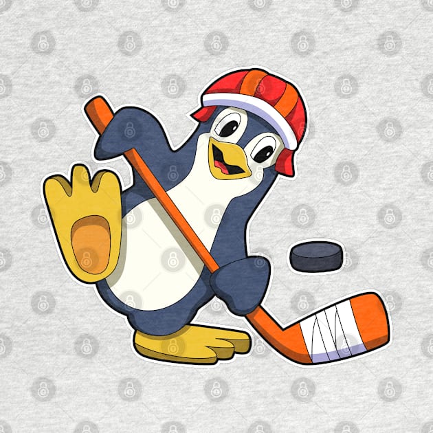 Penguin at Ice hockey with Ice hockey stick & Cap by Markus Schnabel